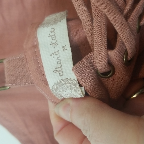 ALTAR'D STATE Terracotta Adjustable Strap Lace Up Back Mini Dress - Picture 3 of 12